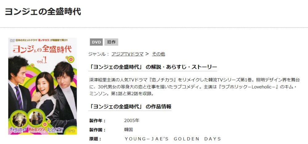 ヨンジェの全盛時代　TSUTAYA DISCAS